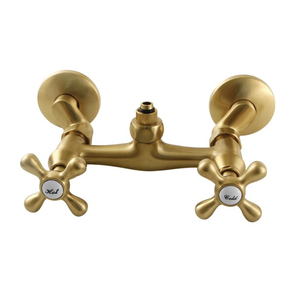 Kingston Brass CC2137 Wall Mount Tub Faucet Body with Riser Adapter, Brushed Brass CC2137 - main